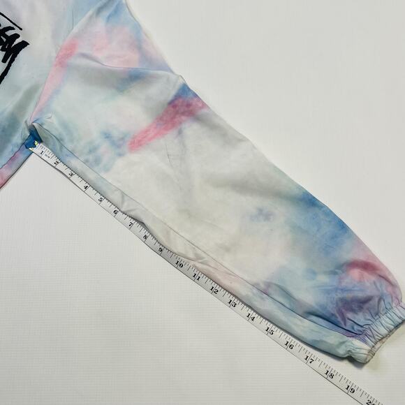 Stussy Jacket Womens Large Multicolor Tie Dye Hooded Windbreaker LA Paris - Picture 8 of 9